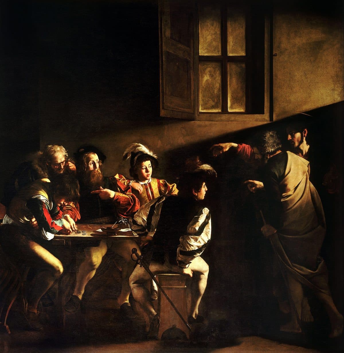 The Calling of Saint Matthew, Caravaggio (1599–1600), Contarelli Chapel, Rome